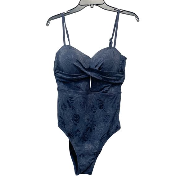 Cupshe Women's Alegría Wrap Front Plunge Cutout One Piece Swimsuit Blue Large - Picture 1 of 7